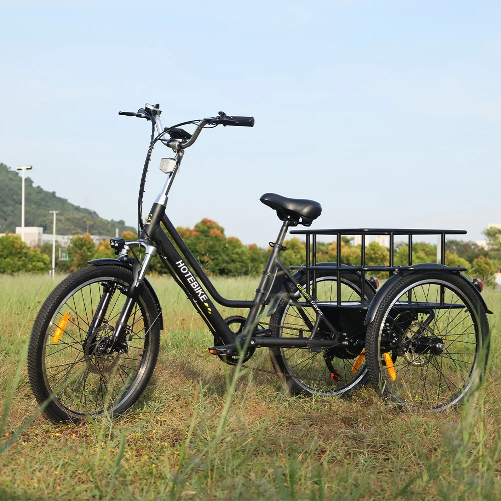Disc Brake Electric Tricycle 24 Wheel Size Electric Cargo Bike 7 Speed Electric Cargo Tricycle 16AH Battery Electric Trike