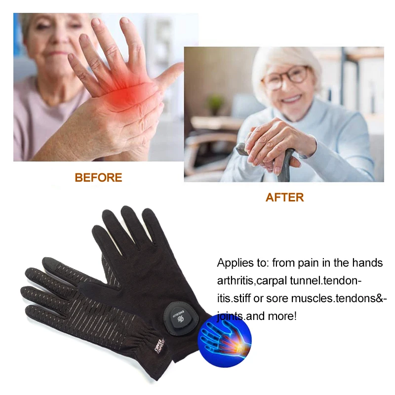Enerup Custom Therapy gloves Copper cotton non-slip touch screen Arthritis Gloves Antimicrobial Promote Blood Circulation