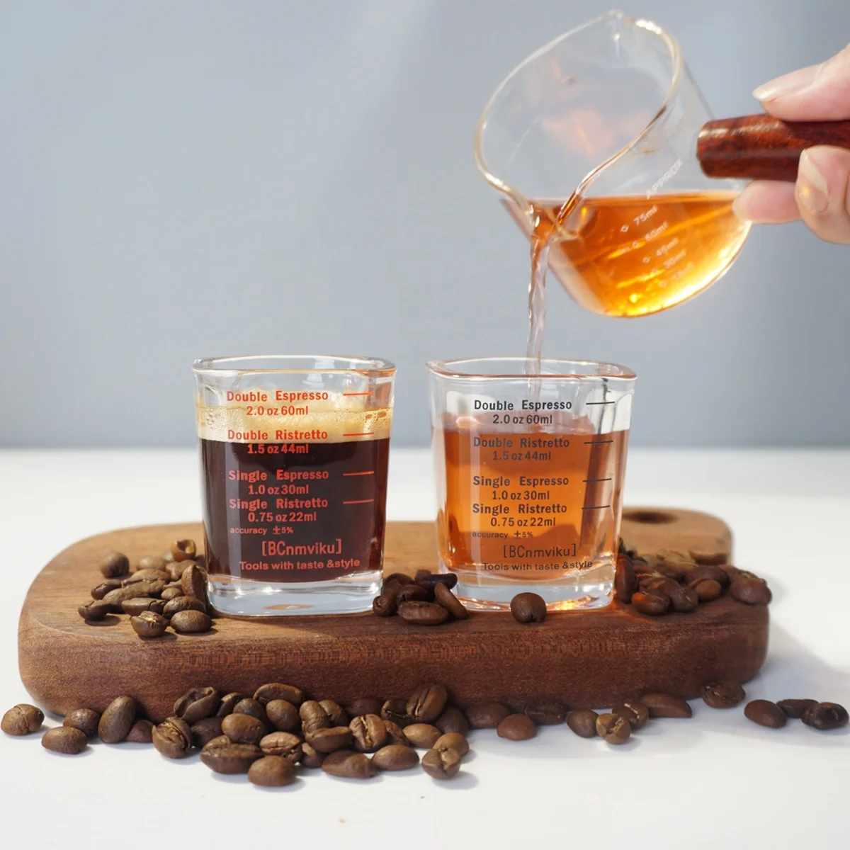 BCnmviku 60ML/2oz Crystal Glass Coffee Measuring Cup Barista Essential Coffee Tool Espresso Shot Glasses Factory Direct Sell