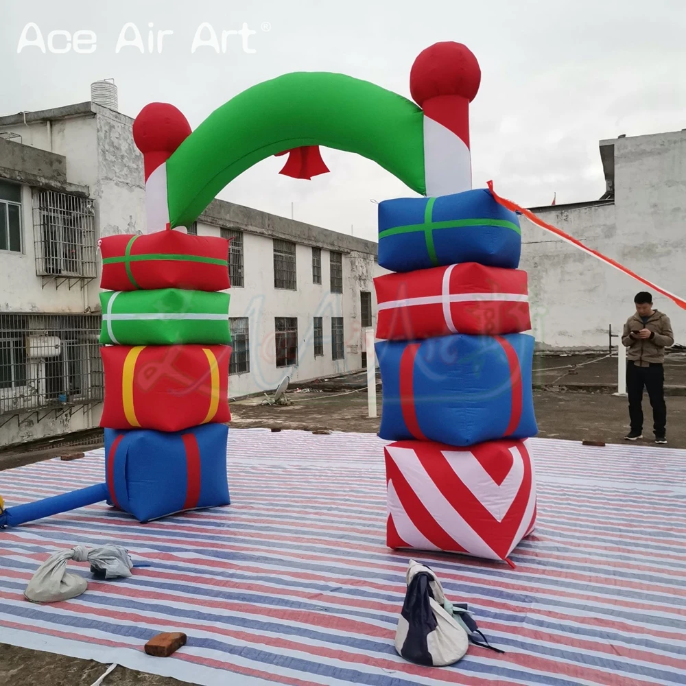 3mWx3mH Gift Box Inflatable Arch For Christmas Event Exhibition Inflatable Arch Inflatable Christmas Doorway Arch
