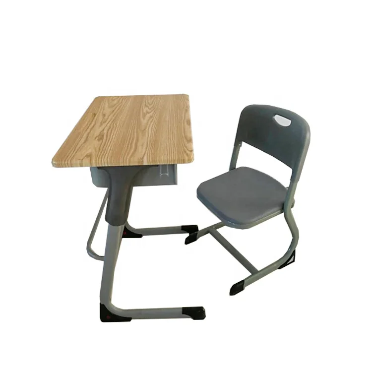 Colourful adjustable height desk 1 person school class room desk and chair
