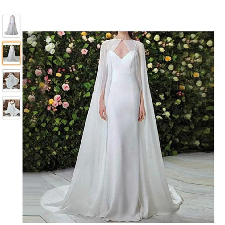 New Bride Christmas Chiffon Cloak Thin Cloak White Ivory Five-day Performance Wedding Exterior Shooting