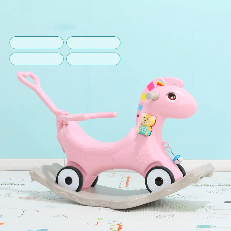 
Hot Sale Baby Rotating Glow Musical Toddler Walker Plastic Kids Unicorn Cartoon Rocking Horse Ride On Animals Toy 