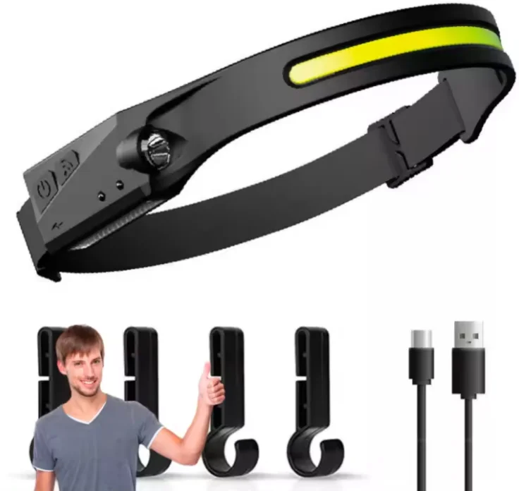 Hot Selling Induction Headlamp Cob Led Head Lamp With Usb Rechargeable Flashlight Head Torch 5 Lighting Modes Head Light