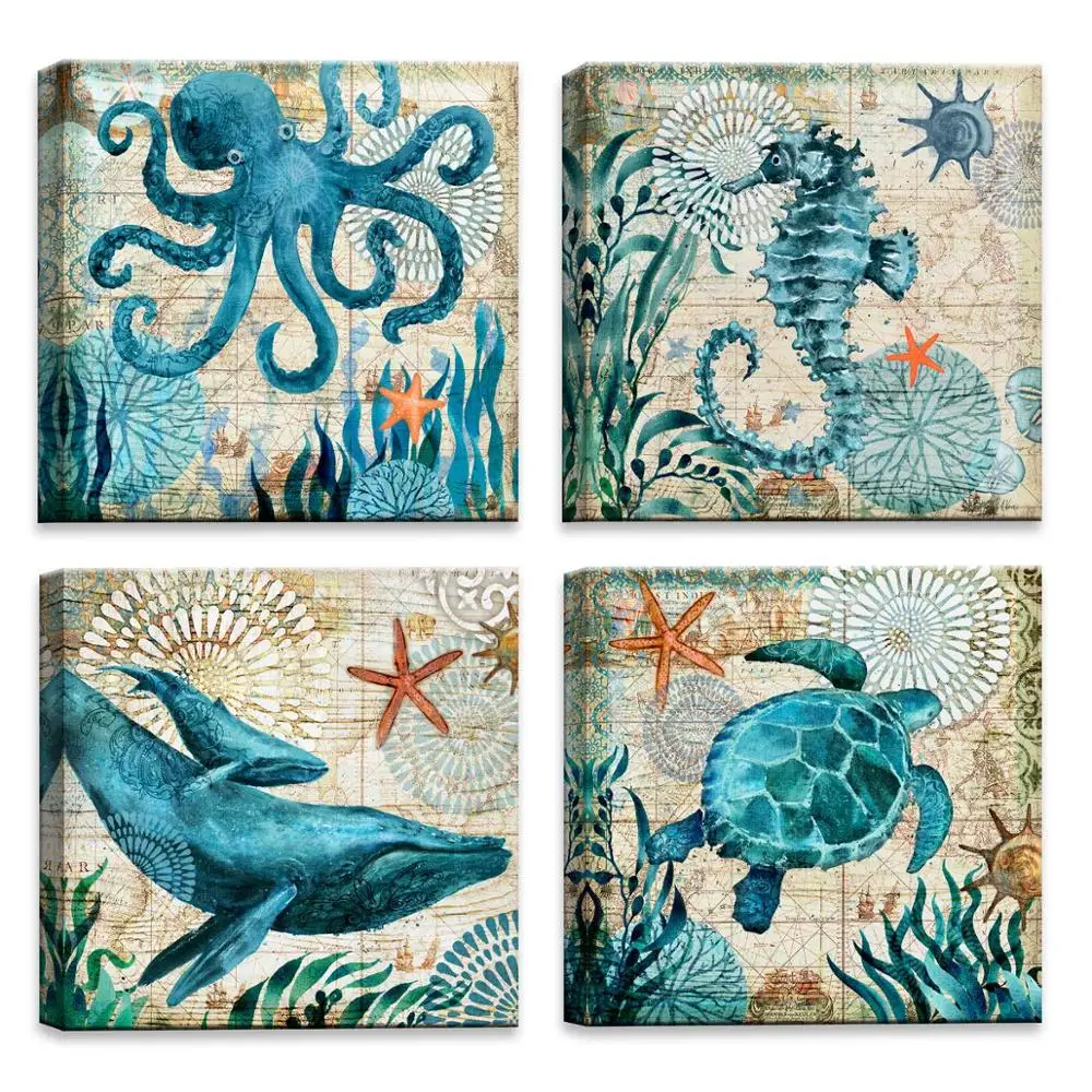 wall painting  canvas art work  home decor wall art ocean watercolor sea world