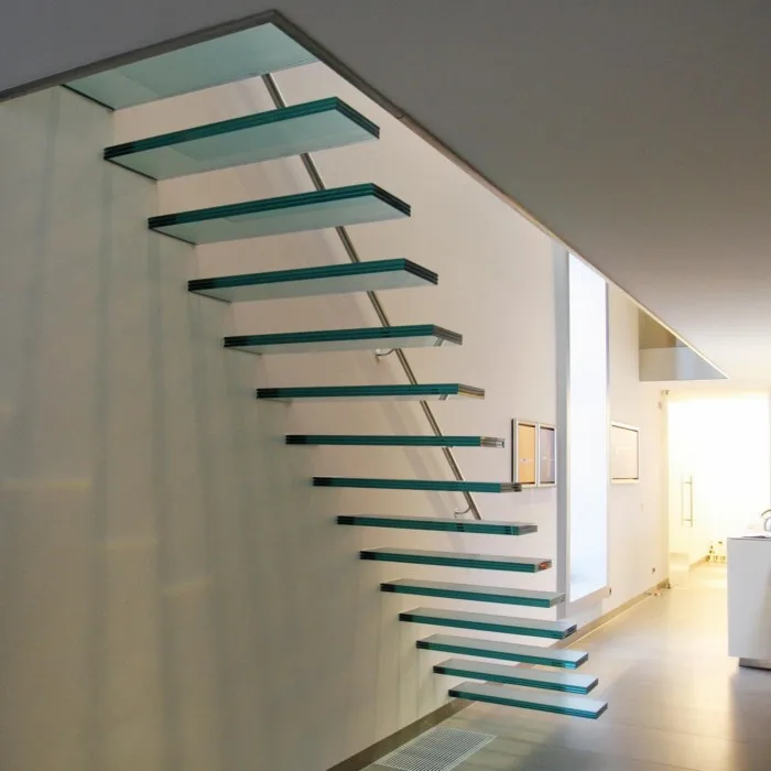 Contemporary Architectural Glass Indoor floating SAFETY GLASS Stairs