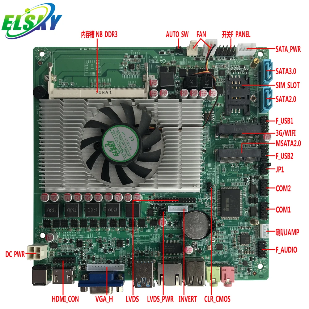 Материнская плата ELSKY Core I3 I5 I7 QM 6637, двухъядерный процессор 2,5 ГГц I5 2520M RS232 RS422 RS485 COM DDR3 8 Гб Mini Itx со слотом для SIM-карты