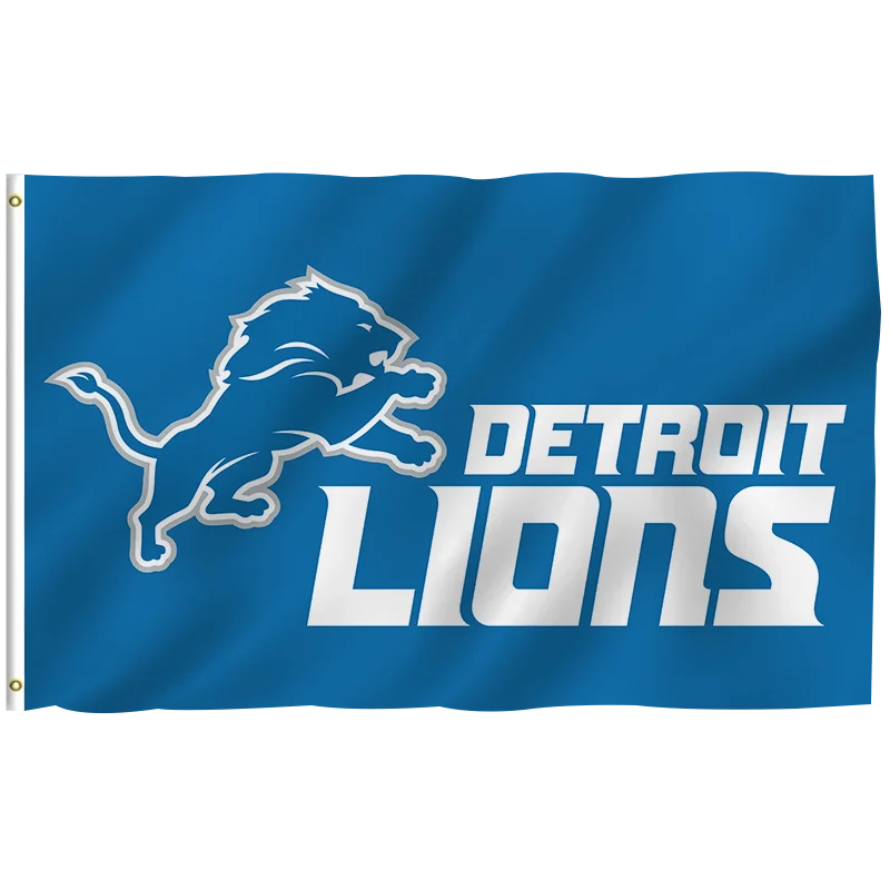In Stock All Football Team Flag 3x5ft High Quality Custom Design Detroit Lions Banner 100% Polyester Sports Nfl Flag