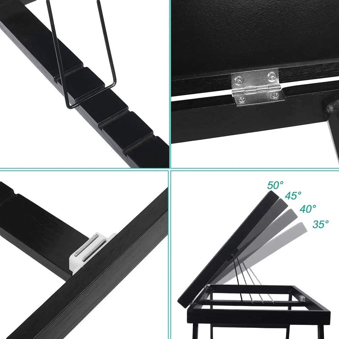 Wood Food Serving Tray Bamboo Bed Breakfast Tray Table with Foldable Legs for Computer Laptop Desk