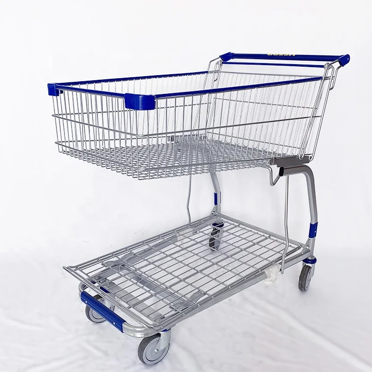 Large Capacity Hand Push Metro Market Shopping Trolley Cart