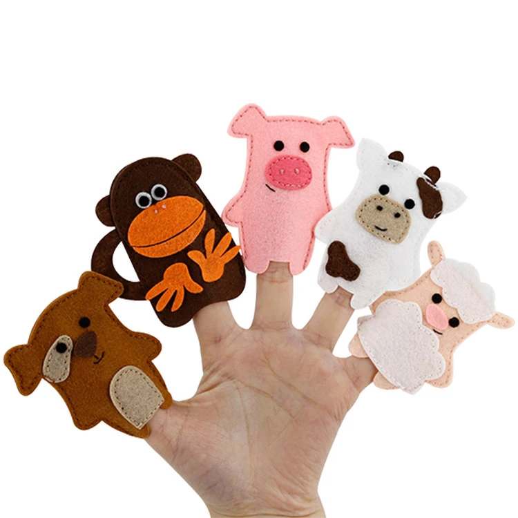 Lovely toy Set Baby Kids Cartoon Animal felt Finger puppets