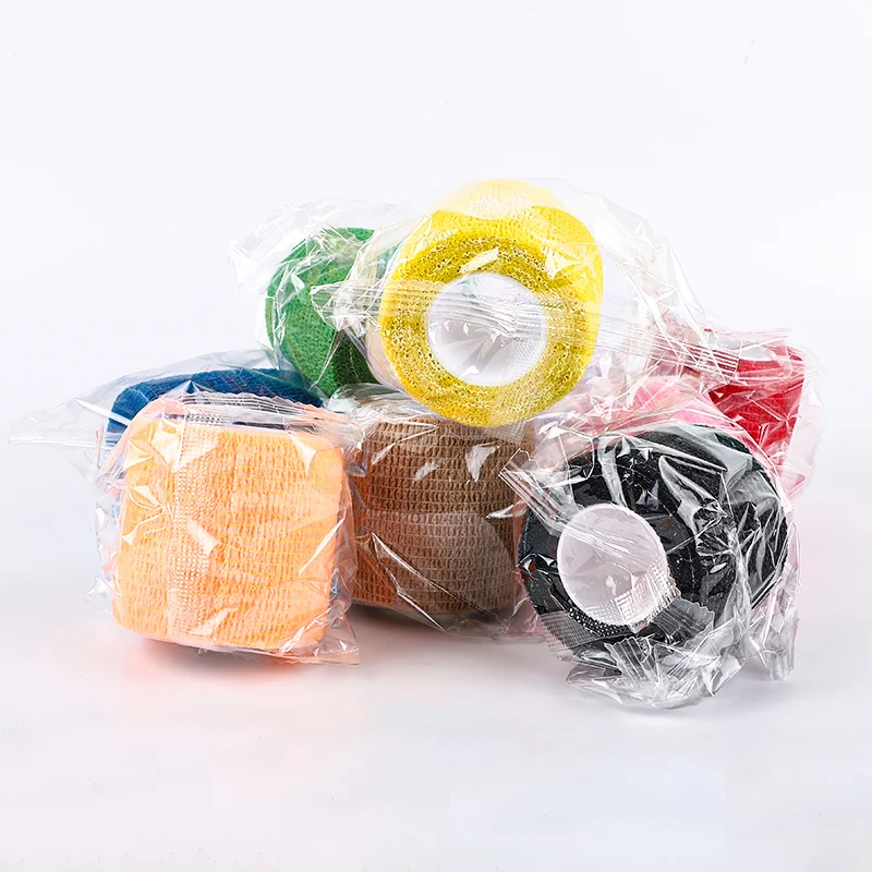 Wholesale Price 5cm Solid Color Adhesive Medical Gauze Bandage Wrap