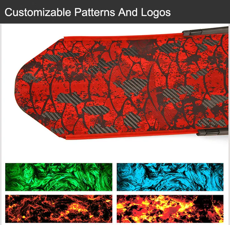 Carbon Fiber Custom Pattern Logo Spearfishing Long TPR Foot Pocket Flippers Underwater Freediving Scuba Diving Fins