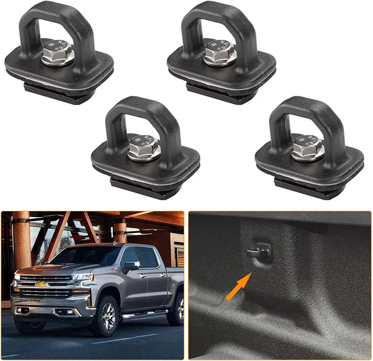 Sanmeng Tie Down Anchors Truck Bed Side Wall Anchors  Fit for Silverado/Colorado/Sierra/Canyon