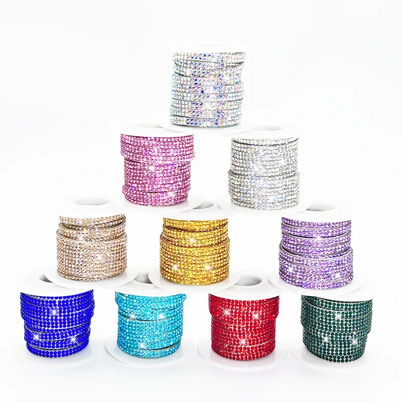 AW Non Hotfix Rhinestone Sticker Car Decoration Crystal Sticker Self-adhesive Hot Strip Rhinestone Ribbon Rhinestone Strip
