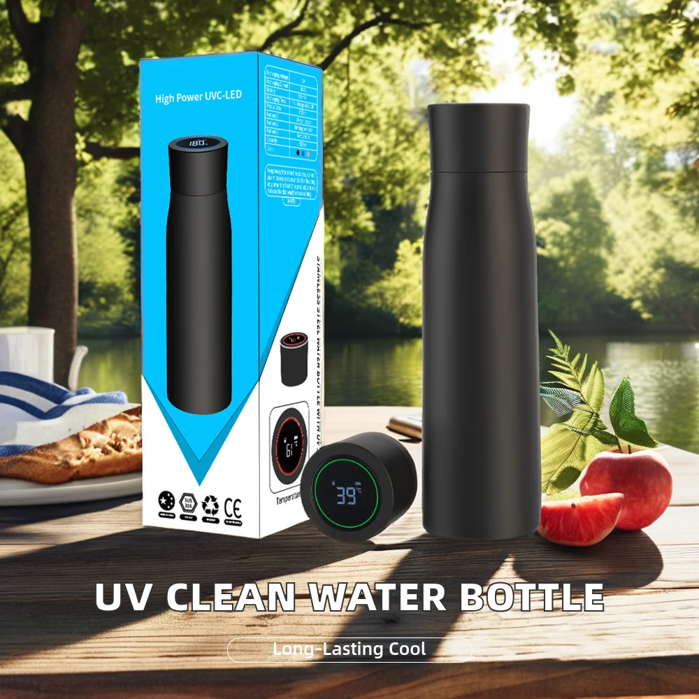 Smart UV Light Self-Cleaning Vacuum Water Bottle 306L Stainless Steel Food Grade with Reminder to Drink Water