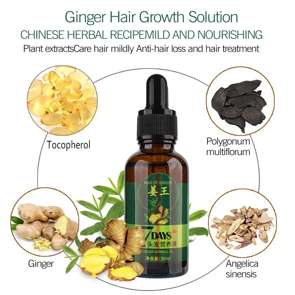 
Private Label High Quality Ginger Hair Growth Oil Organic ScalpTreatment Hair Regrowth Serum Oil Control 