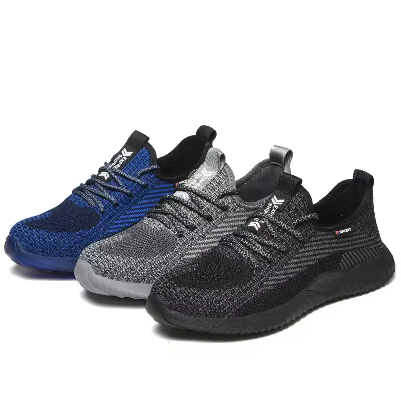 Fly Knitting Fabric Upper Rubber Sole Steel Toecap Safety Shoes For Men and Women