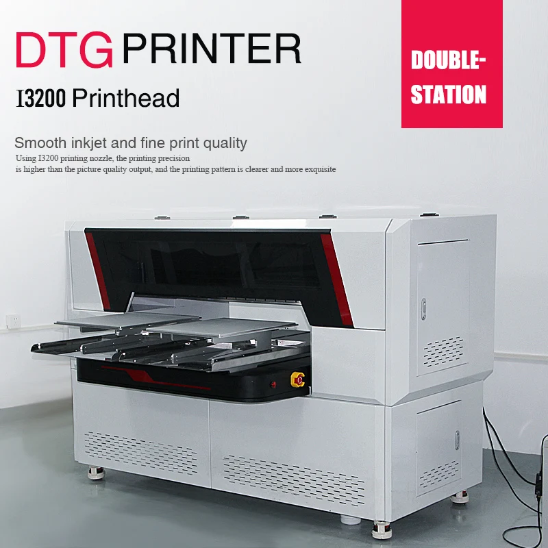 Dtg Printer Highspeed Digital Inkjet Garment T shirt Printing Machine Double station DTG printer with 4 I3200 printhead