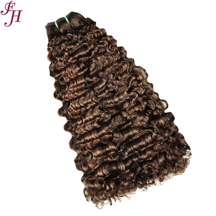 FH factory sale P4/27 burmese curl cabelos human hair pixie curl  vietnamese human hair highlight  burmese curly hair bundles