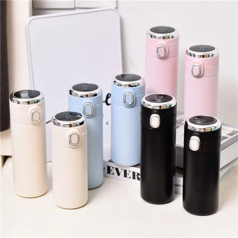 Modern Design 320ml 420ml Water Bottle Temperature Display Smart Thermos Water Bottles With Led Lid