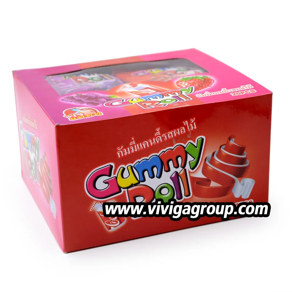 China Factory Wingoo Fruit Chewing Gummy Candy Roll