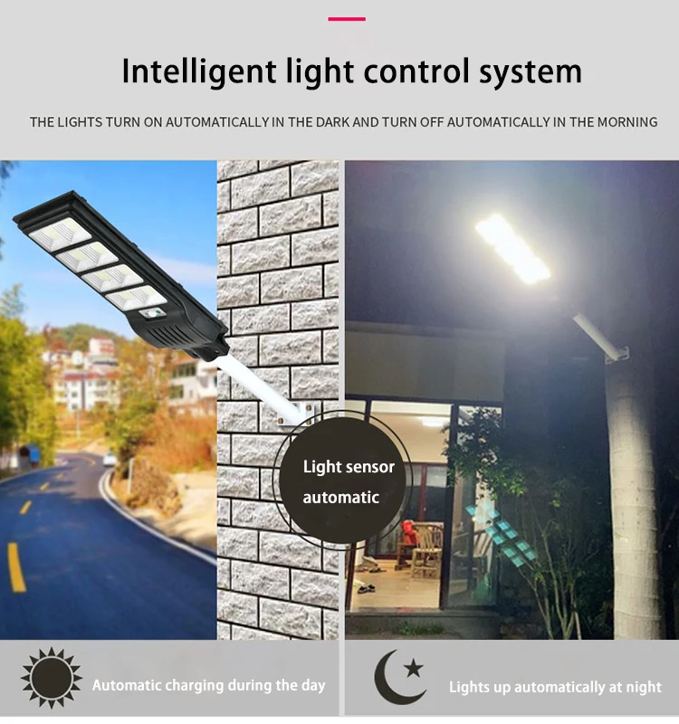 High power cheap waterproof led lampadaire solaire abs plastic smd solar panel street light price list 400w 500w 600w