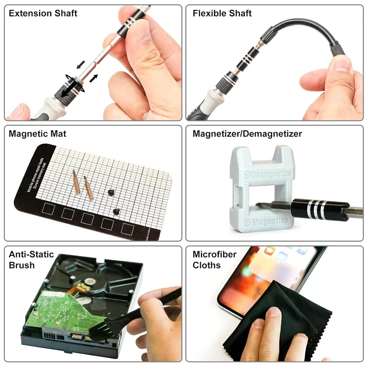Professional magnetic repair tool kit 115 in 1 flexible multibit screw driver precision screwdriver set for phone computer