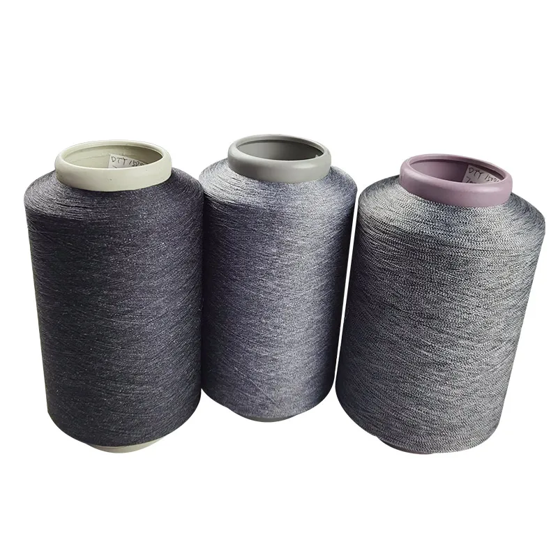 Горячая Распродажа 100% натуральная полиэфирная пряжа 150D/144F с высоким кручением серая меланжевая витая для кругового