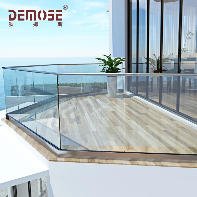 Aluminium U channel glass railing powder coated different colors
