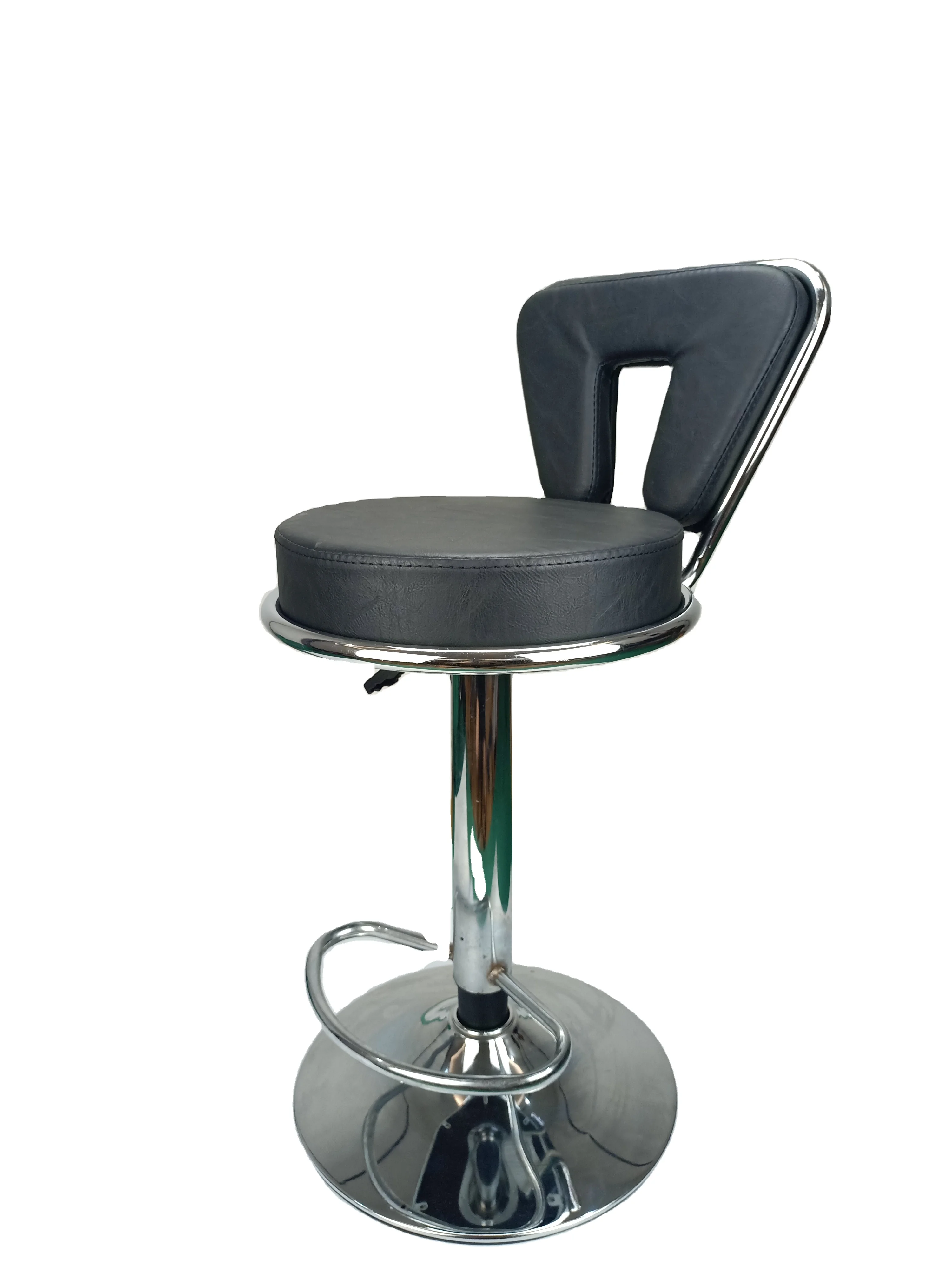 Modern Adjustable High Back Bar Stool Leather Barstool Swivel Counter Height Tall Barstool Bar Chairs Stool With Back