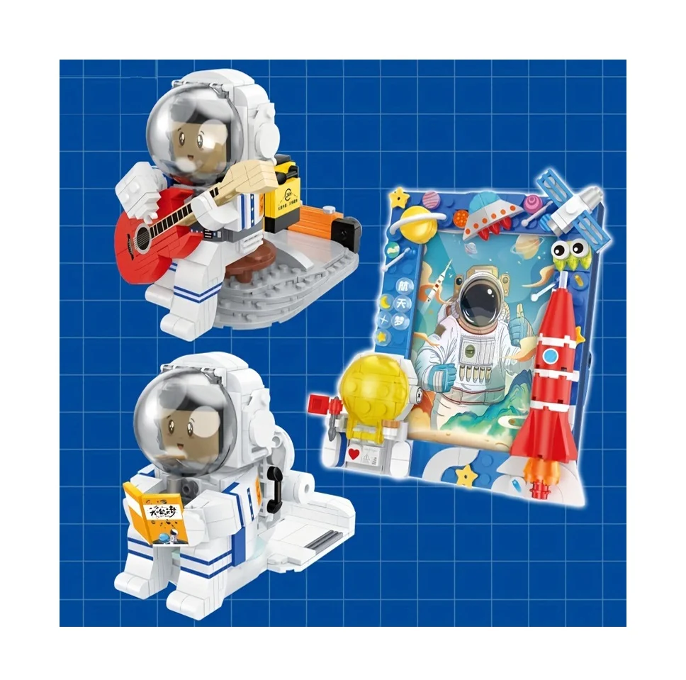 Astronaut Series Building Blocks Creative Spaceman Theme Mobile Phone Bracket Photo Frame Assembly Bricks kids Christmas gift