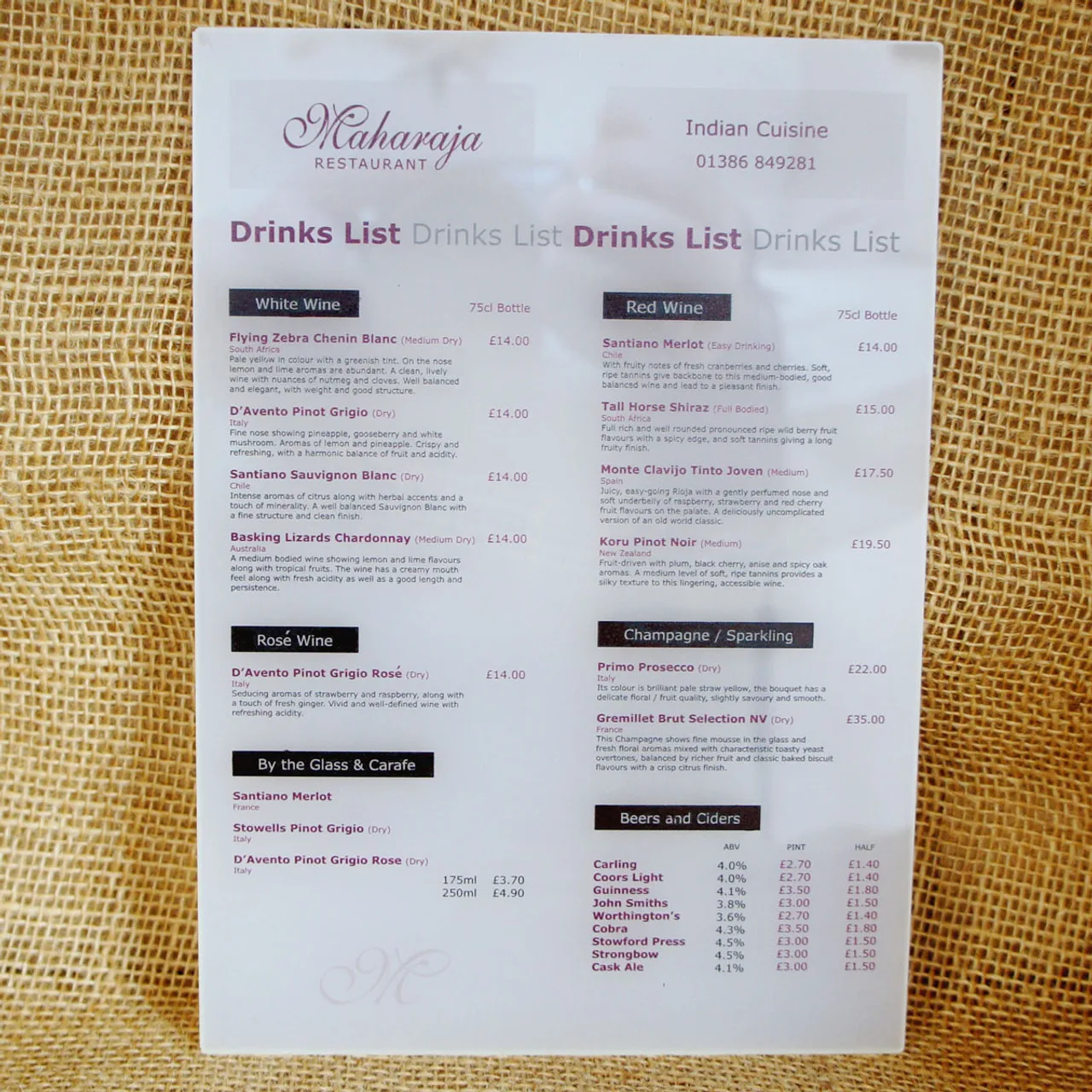 Acrylic custom made menu for Bar and Wedding, Customizable UV Printed Acrylic Wedding Menus