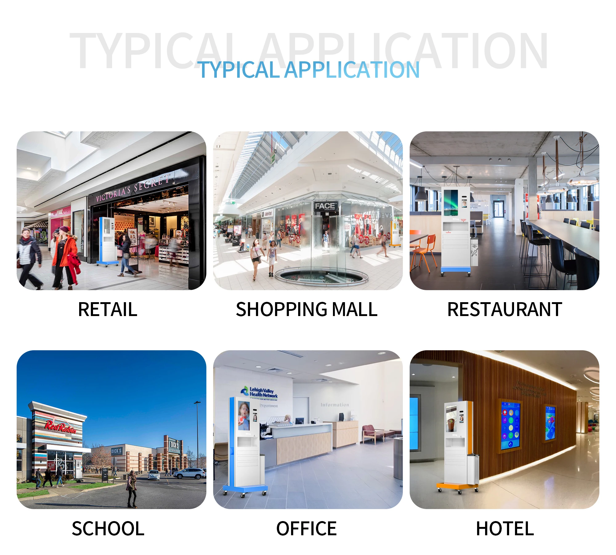 Shopping Mall 32 inch floor standing kiosk 1200 ml Hand Wash Dispenser Body Temperature Sensor LCD Screen Kiosk