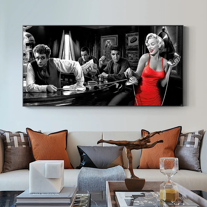 James Dean Marilyn Monroe Elvis Presley Canvas Paintings Posters and Prints Wall Art Pictures for Living Room Decor (No Frame
