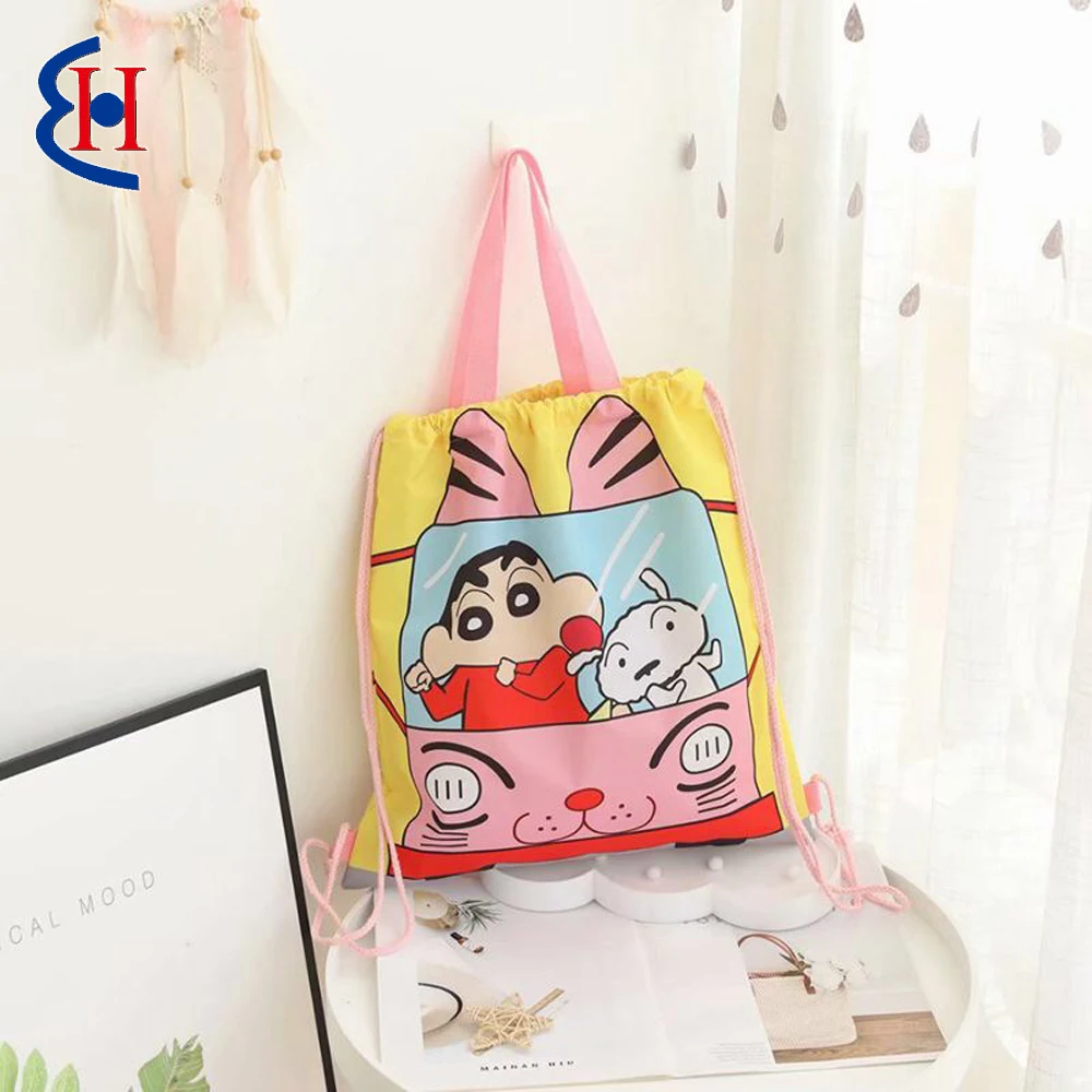 Amazon hot seller wholesale customized screen   print  drawstring backpack bag  washable  promotional for kids