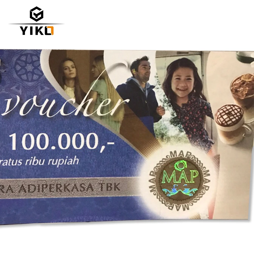 Secure Luxury Gift Voucher Coupons Security Printing Vouchers Ticket With Custom Hologram LOGO For Business Anti-counterfeit