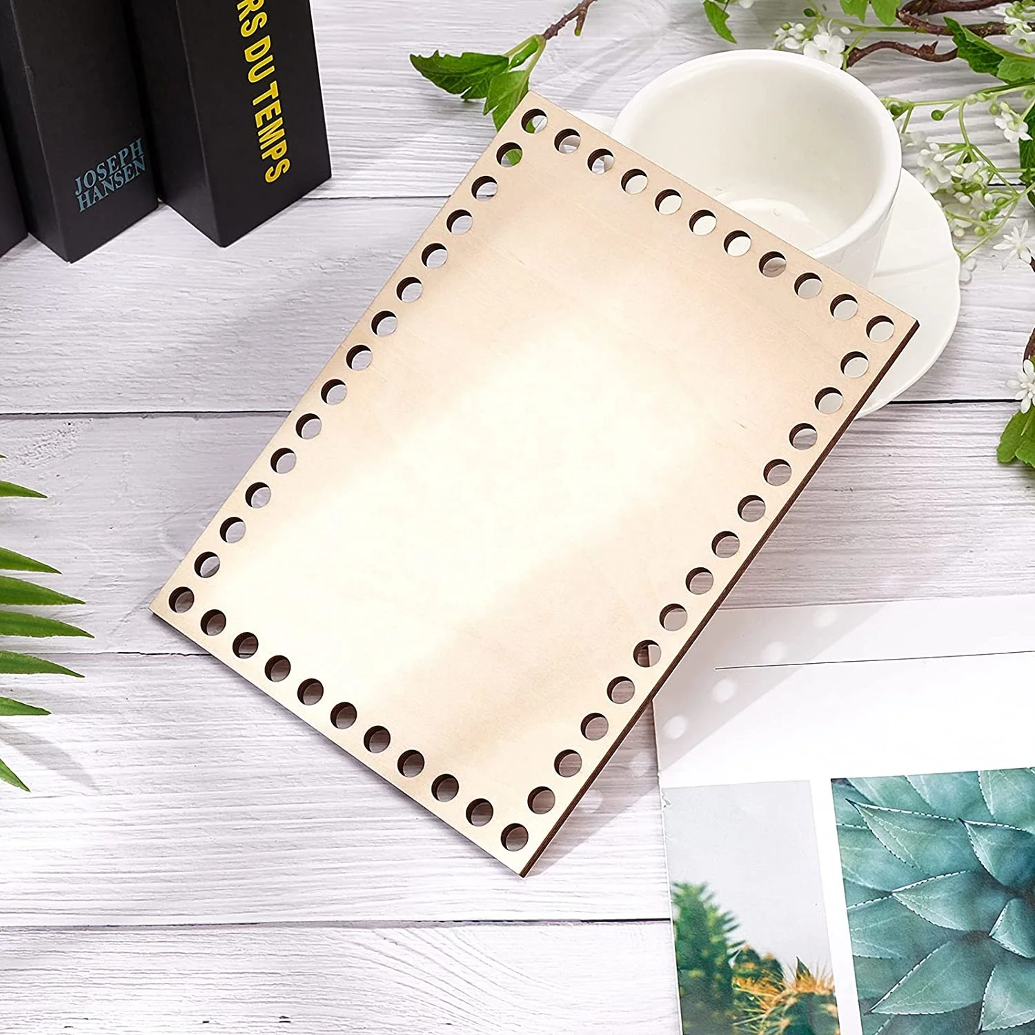 Natural Wood Basket Bottom, Rectangular Blank Crochet Basket Wooden Base