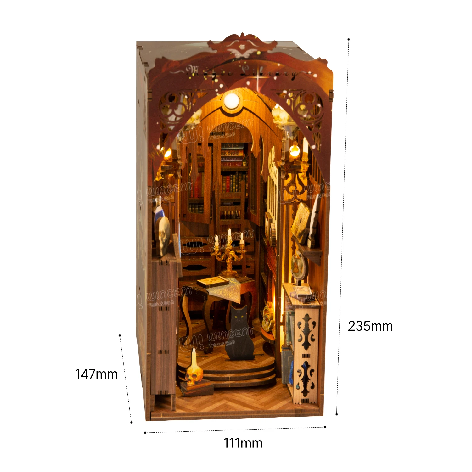 Body Sensor Light Wincent UV Printing design Miniature Doll house custom wooden models 3d puzzle jigsaw wooden book nook kit