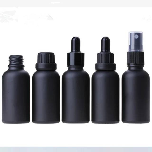 30ml frosted black glass dropper bottles 30ml black smoke oil bottles 1oz beard oil containers