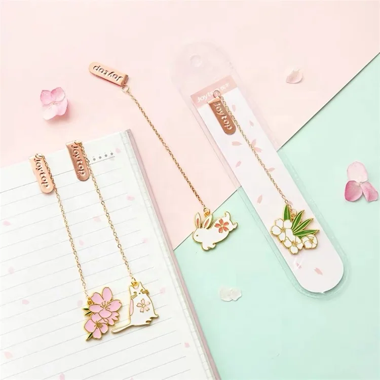 Metal Bookmark 2023 Hot Sale 4 Piece One Set Cute and Fashion Steel Customized Gravure Printing Japan Flower Casting Sl 3D or 2D