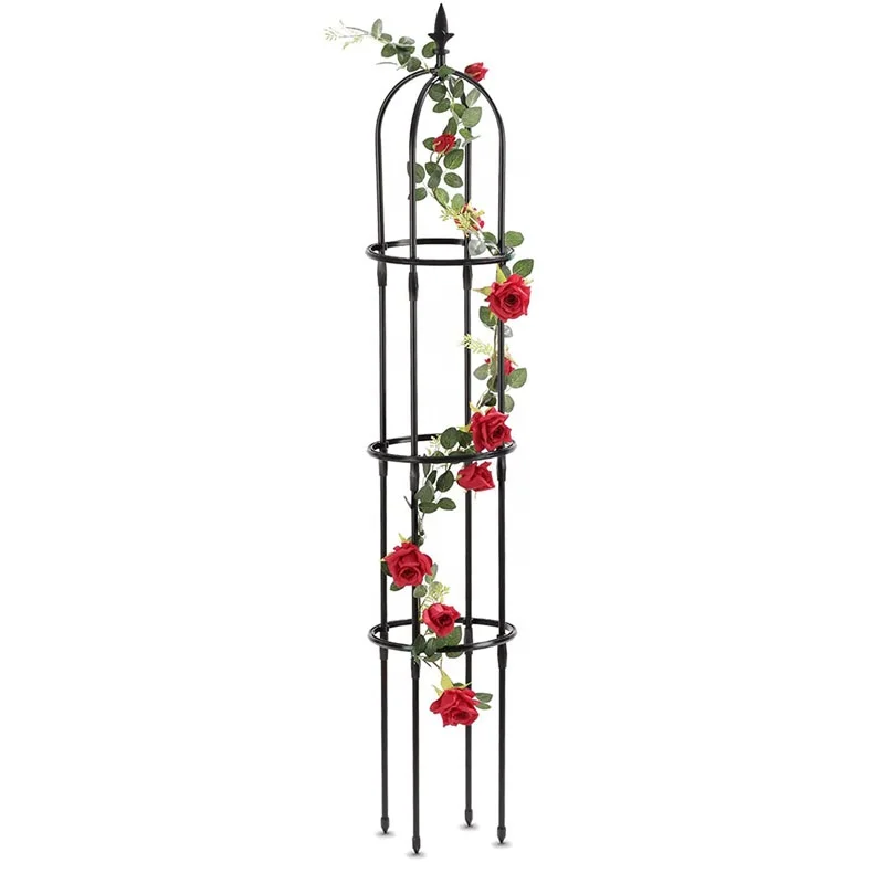 Hot Selling 2022 Metal  Round Obelisk Heavy Duty Plastic Coated  Climbing Plants Garden Arch Trellis