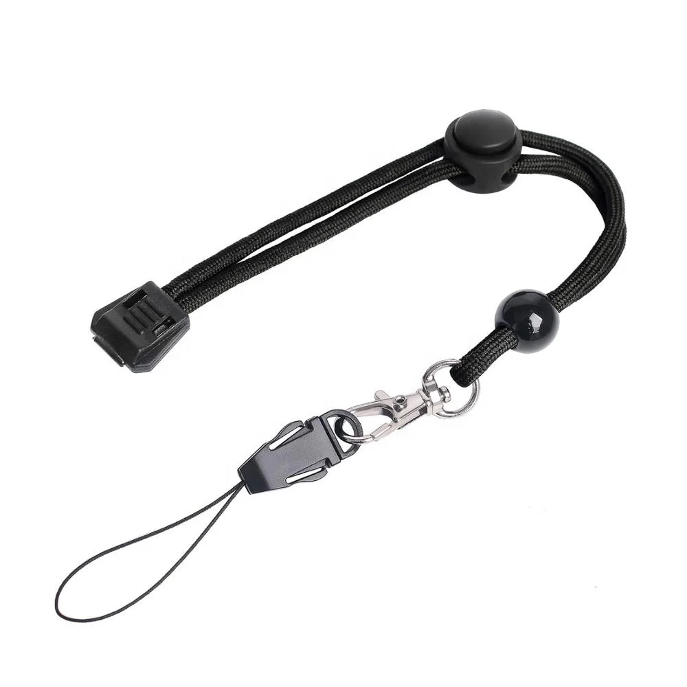 Hot sale black paracord phone lanyard handmade safety necklace strap for phone ,camera