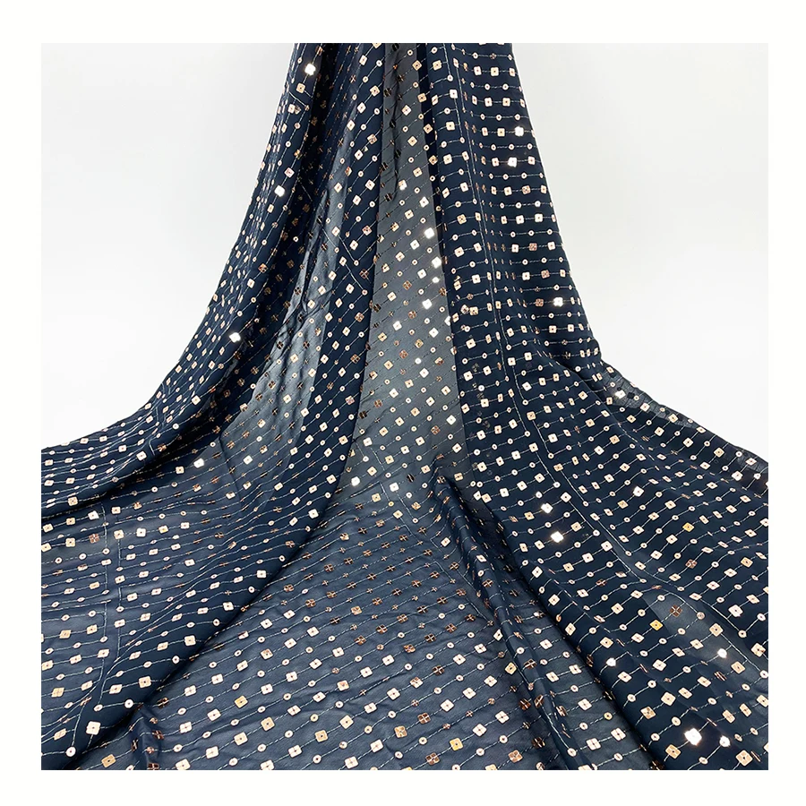 Ткань из полиэстера с пайетками Свадебная обувь леди frindge платье одежда с украшениями из очень тонкой шёлковой сеткой для вуалеток и отделки, бусины блесток последовательности ткань