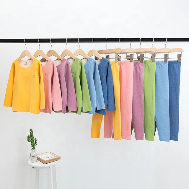 Custom High Quality Sleepwear For Girl Thermal Clothing Winter Childrens Solid Warm Pajamas Sets Kids Chest Pony Print Pyjamas