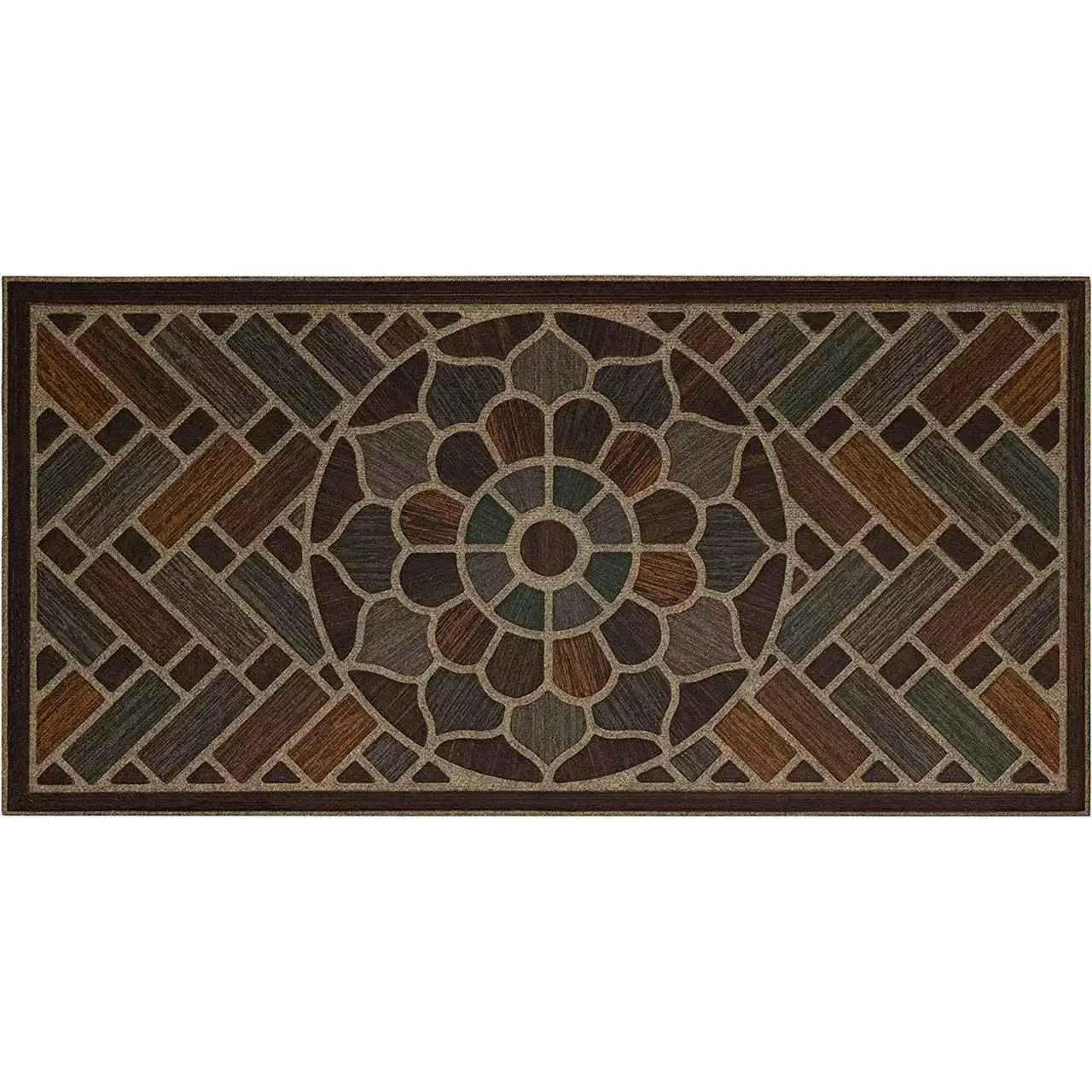 Rubber Mosaic Door Mat, Home Ornamental Grain Entryway Door Mat