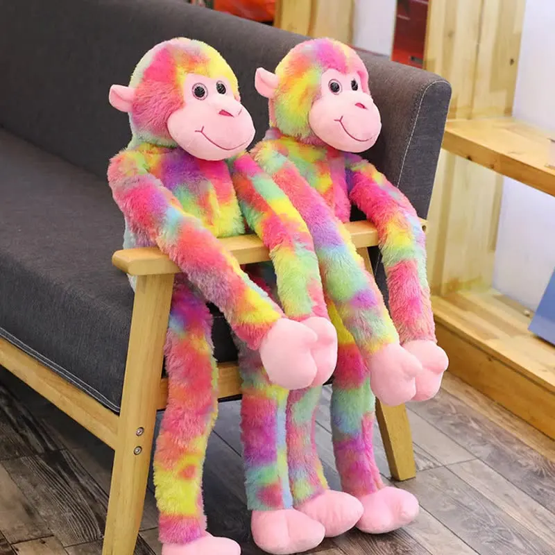 Custom Long Arms And Legs Soft Plush Monkey Rainbow Colour Toy Fashion  Stuffed Animal Plush  Wholesale Monkey