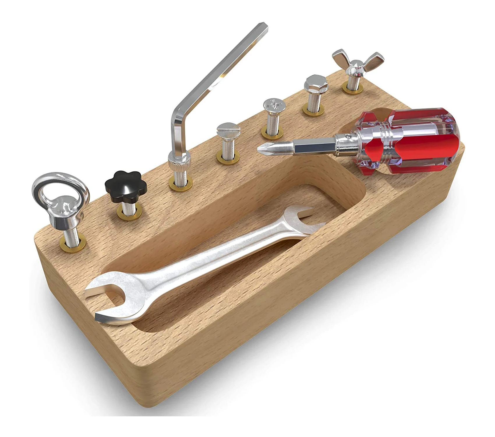 Toddler Wooden Toys Basic Skills Training Early Learning Toy Montessori Screwdriver Wrench Board Game Sets for Preschool Kids