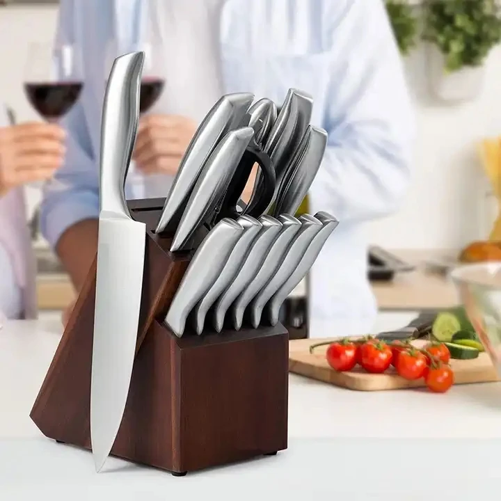 Wholesale 8 Inch 3cr13 14pcs Chef Knife Professional Kitchen Knives Set Stainless Steel Knife Set With Wooden Stand