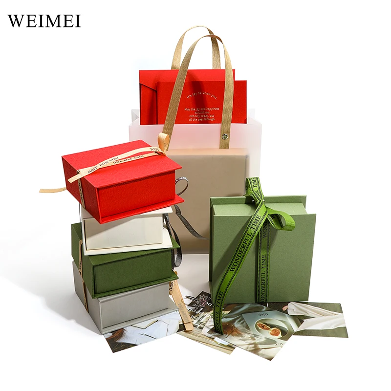 WEIMEI Jewelry Necklace Gift Box Custom Logo Magnet Paper Luxury Branded Jewelry Ribbon Boxes Packaging with Gift Card